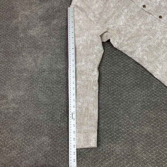 Lululemon Button Down Shirt Mens Small Medium Slim Brown White Down To The Wire - Picture 11 of 12